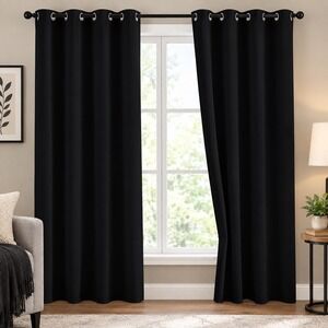 Blackout NICETOWN Curtains Home 52x84 Black New